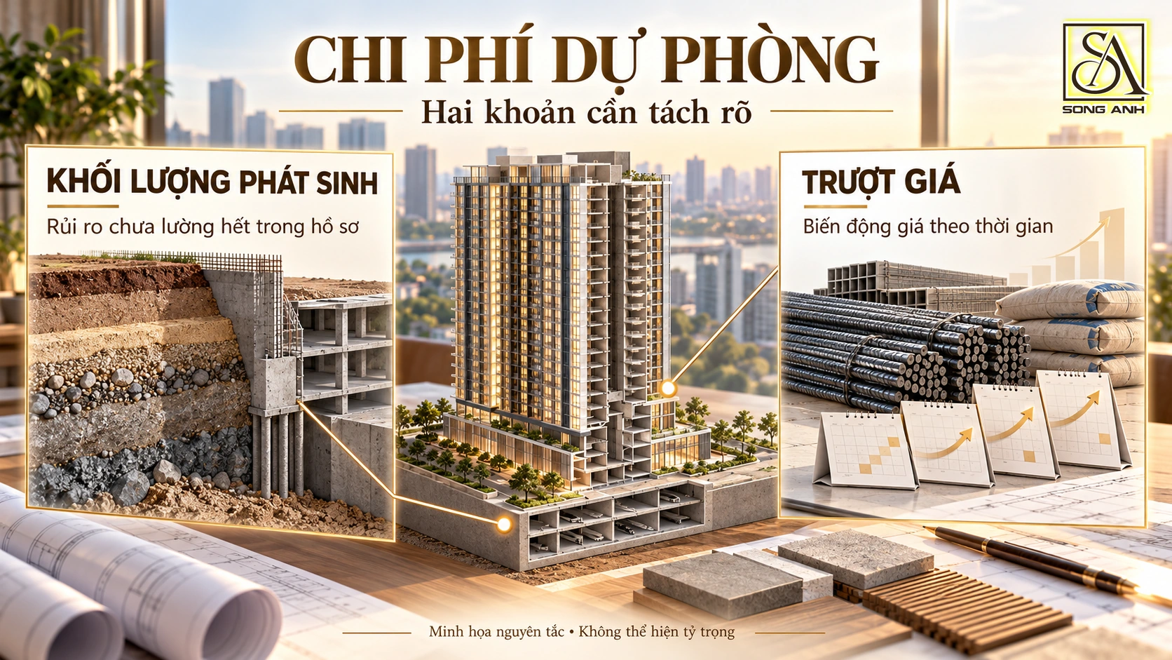 phân biệt dự phòng khối lượng phát sinh và dự phòng trượt giá trong dự án cao tầng.
